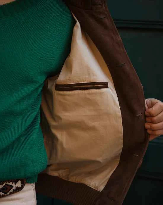 Compiano Heritage – Men’s Suede Leather Bomber Jacket