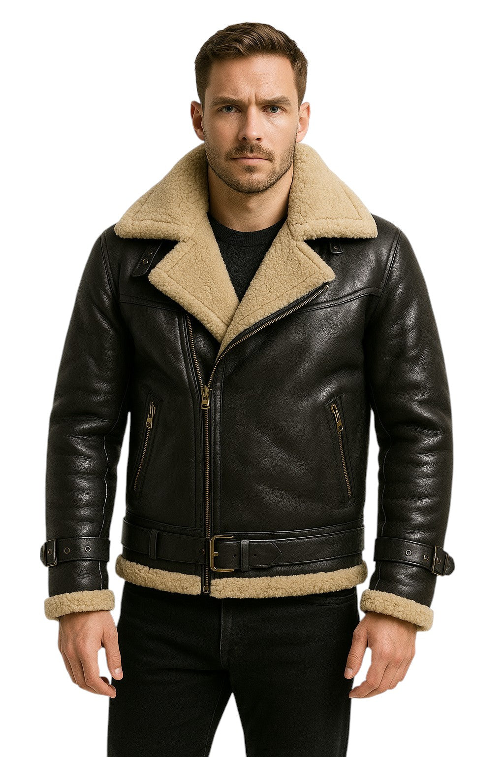 Altitude Ace – Men’s Shearling-Lined Leather Aviator Jacket Luxequir Vogue