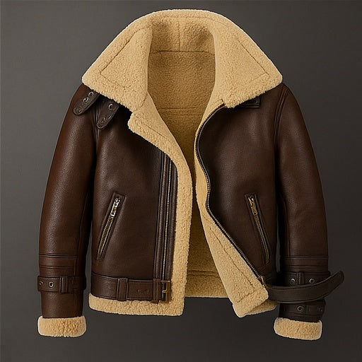 Altitude Ace – Men’s Shearling-Lined Leather Aviator Jacket Luxequir Vogue