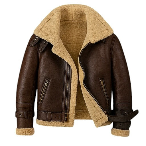 Altitude Ace – Men’s Shearling-Lined Leather Aviator Jacket Luxequir Vogue