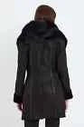 Arctic Noir – Women’s Black Shearling Coat with Toscana Fur Hood
