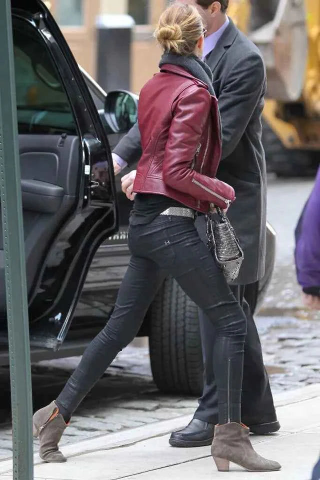 Burgundy Bold – Women's Real Lambskin Leather Moto Jacket