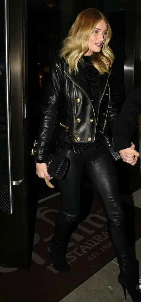 CELEBRITY New Women's Leather Jacket 100% Real Lambskin Style Motor Biker Jacket