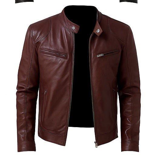 Café Forge – Men’s Brown Cowhide Leather Racer Jacket Luxequir Vogue
