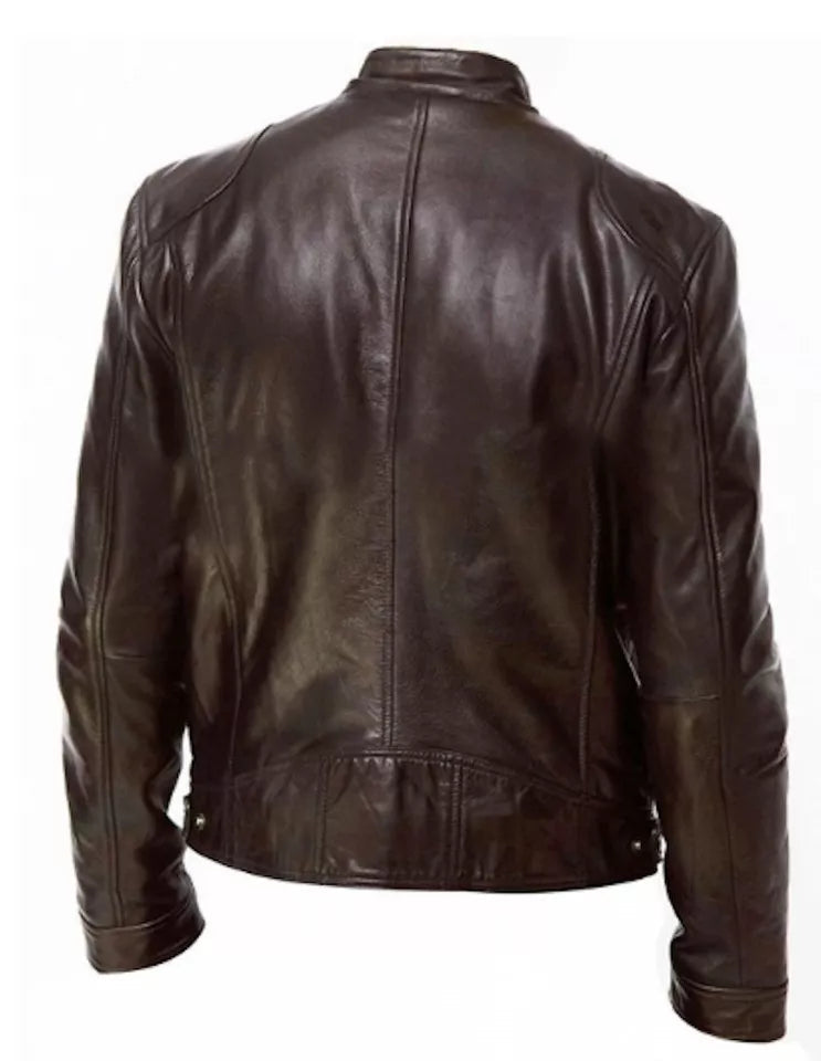 Café Forge – Men’s Brown Cowhide Leather Racer Jacket Luxequir Vogue