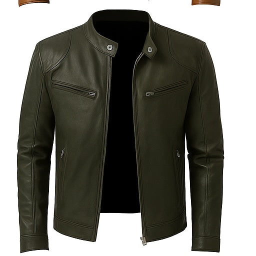 Café Forge – Men’s Brown Cowhide Leather Racer Jacket Luxequir Vogue