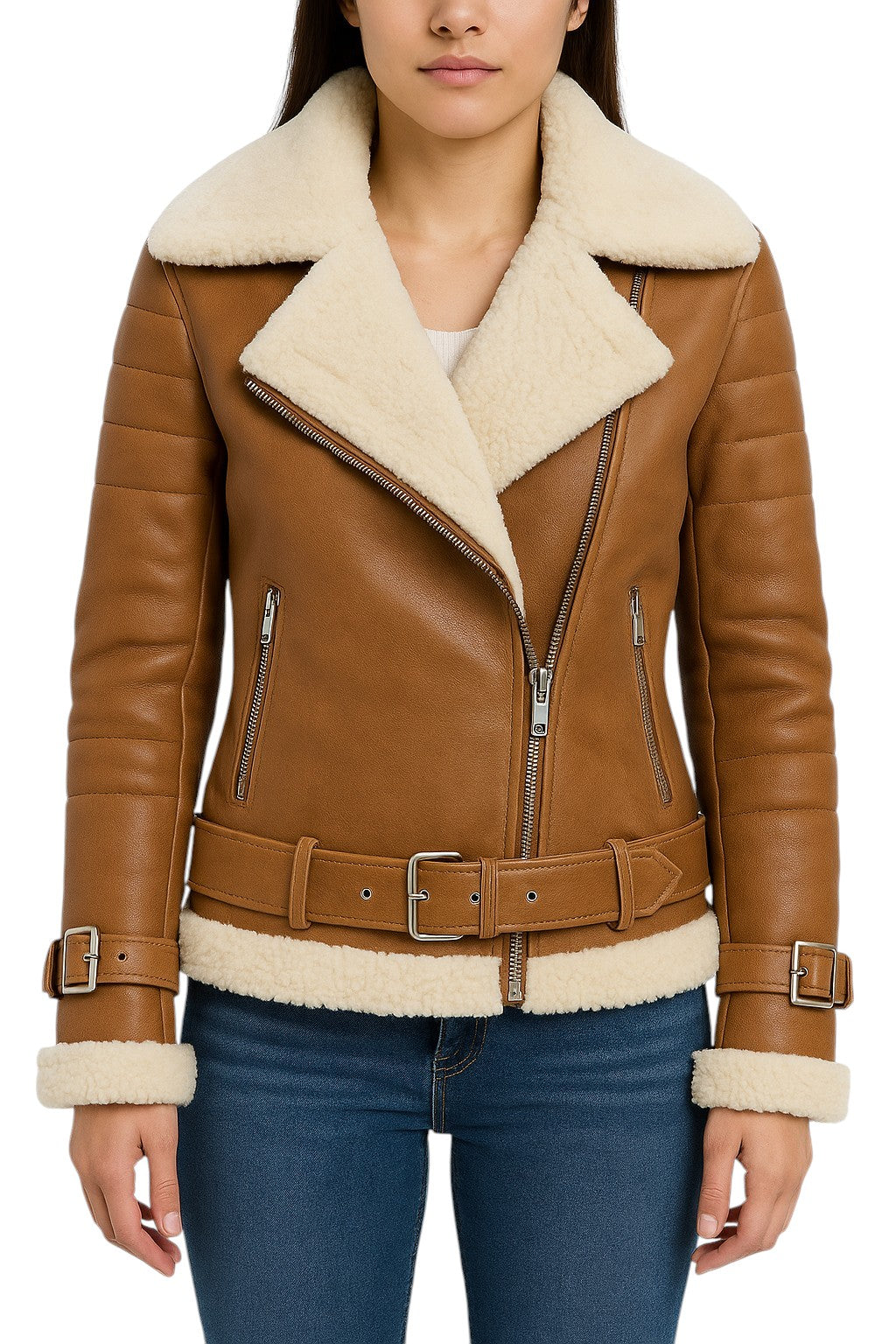 Snowbound Rebel – Women's Black Sheepskin Jacket with White Shearling Luxequir Vogue