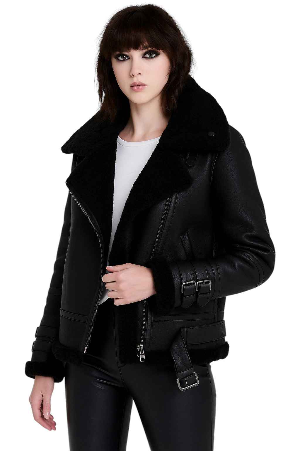 Hearthline Aviator – Women's Shearling-Lined Leather Flight Jacket