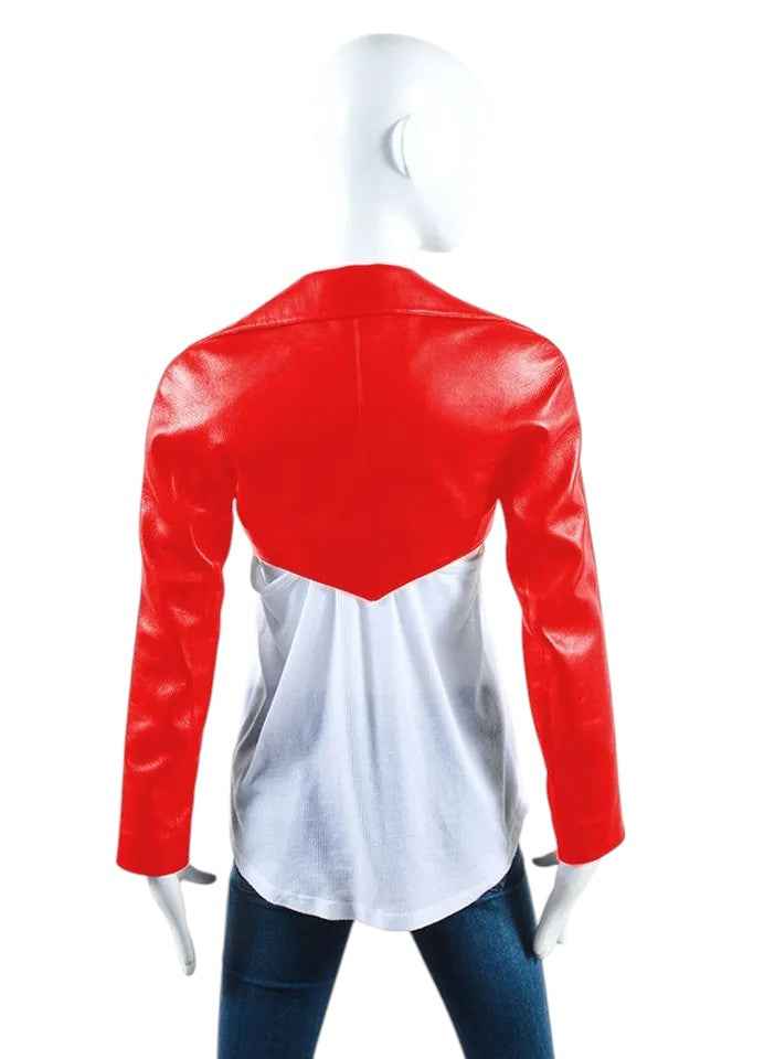 Crimson Edge – Women’s Cropped Leather Bolero Shrug Jacket