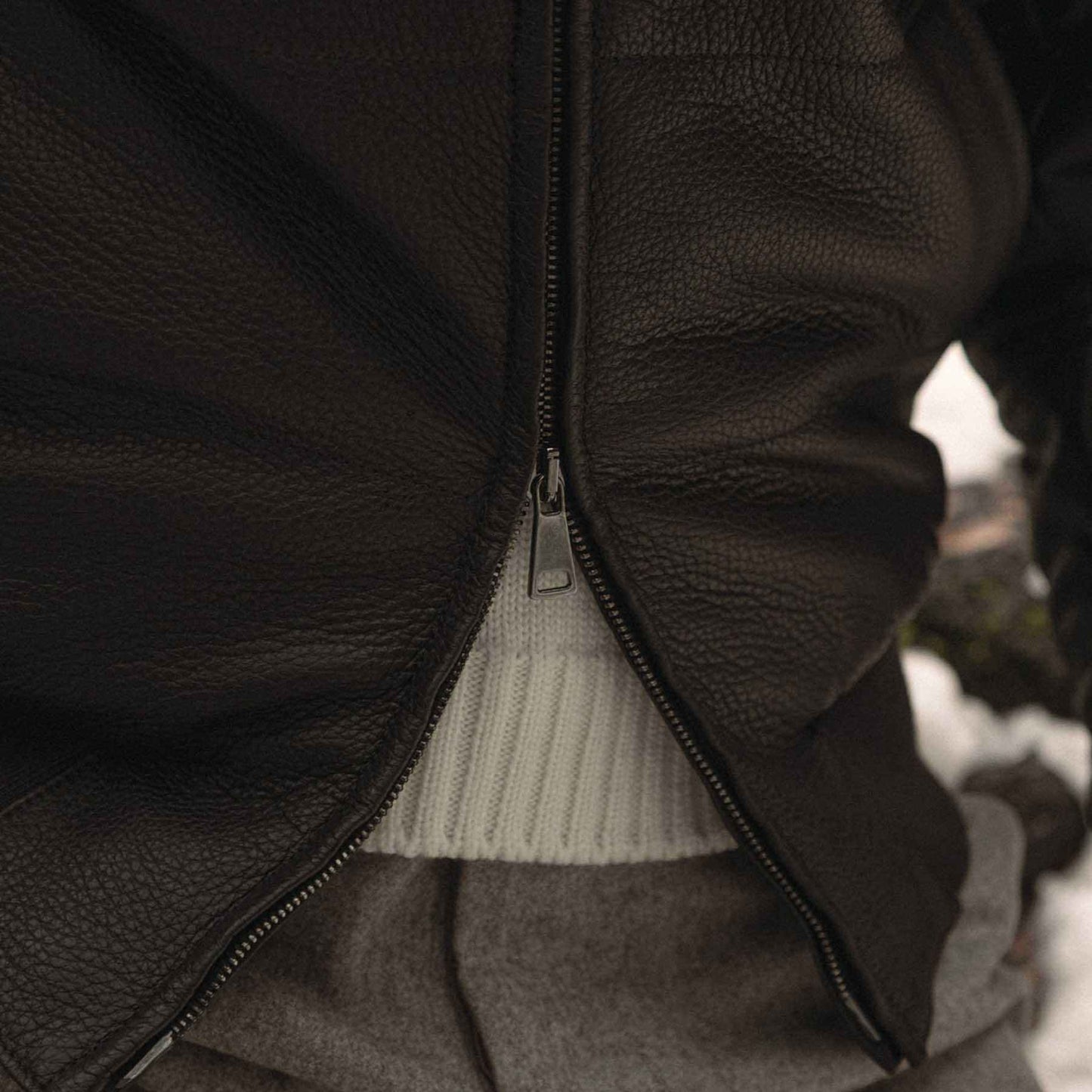Deerskin Nomad – Men’s Dark Brown Sport Blouson Jacket with Detachable Hood