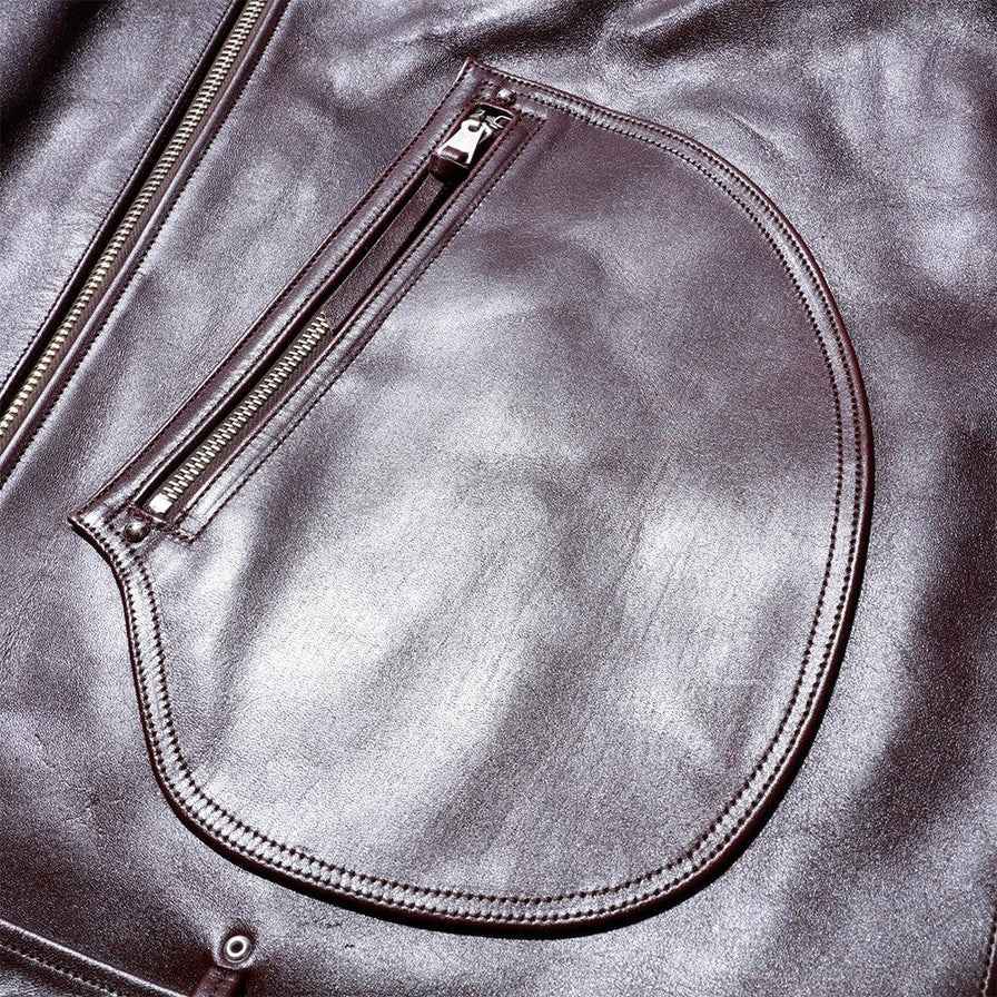 Fountain Head Beta – Maroon Horsehide Leather Biker Jacket