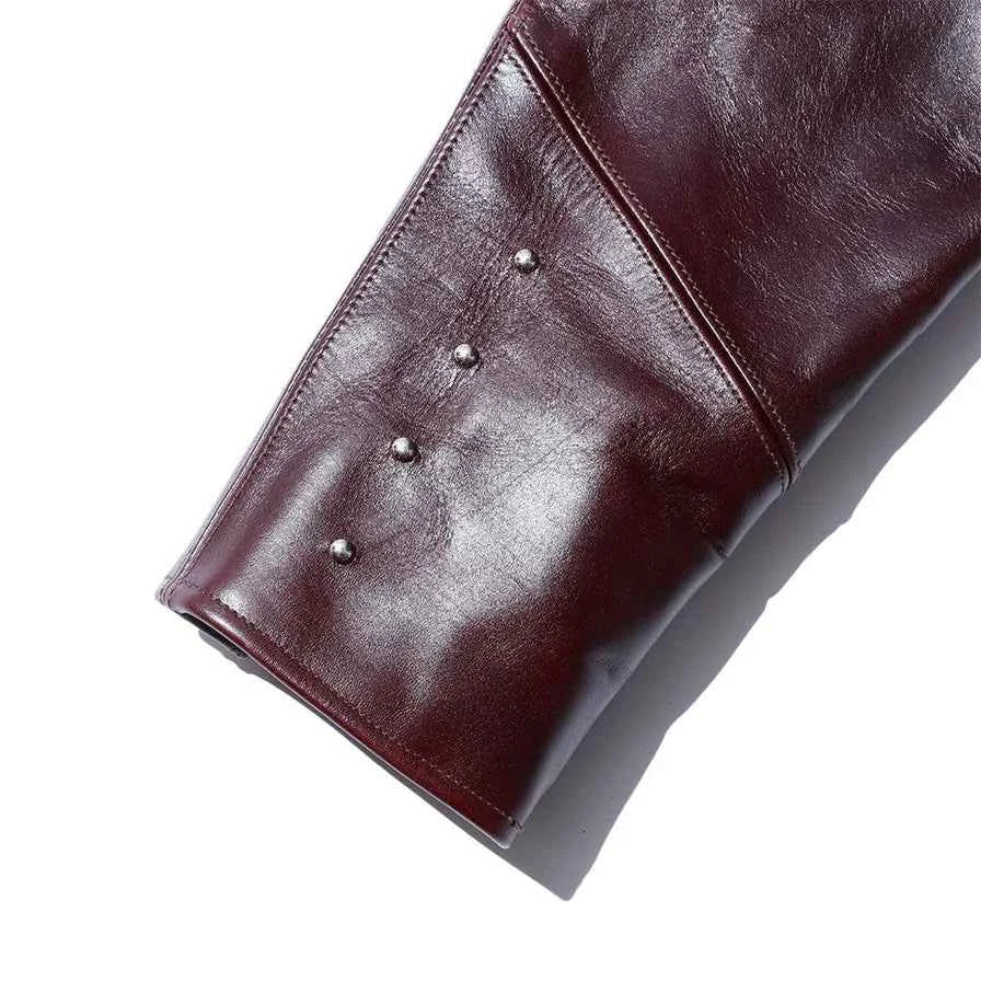 Fountain Head Beta – Maroon Horsehide Leather Biker Jacket