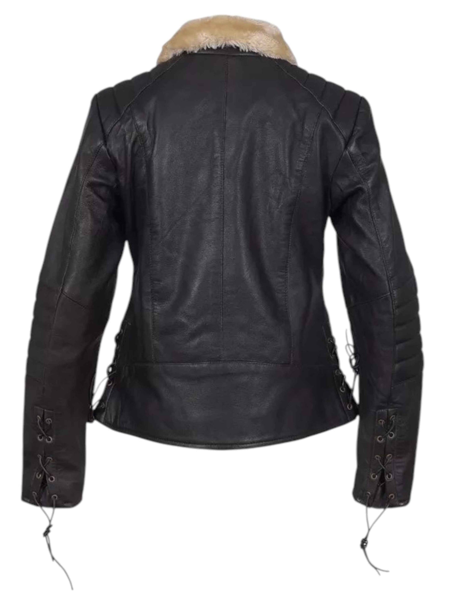 Fur Valor – Women’s Dark Brown Leather Jacket with Fox Fur Collar