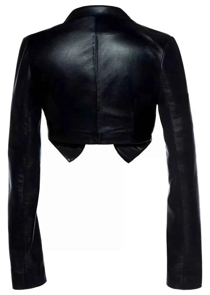 Genuine Lambskin Leather Crop Motor Bolero Shrug Jacket Slim Fit Black Jacket