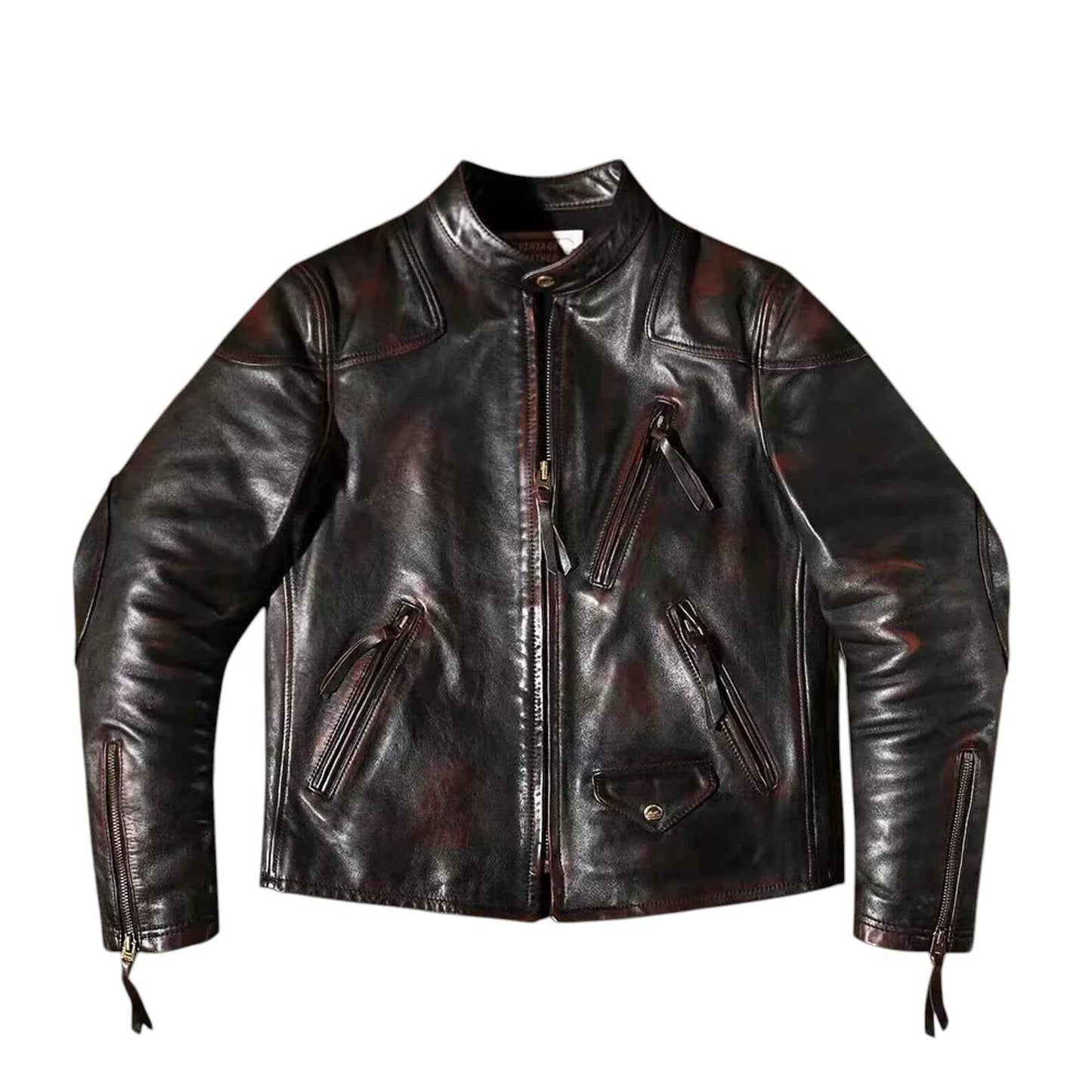 Iron Ember – Men’s Vintage Crunch Cowhide Leather Biker Jacket