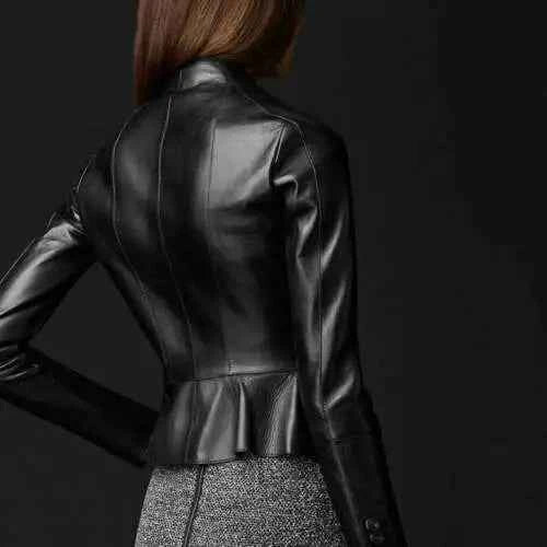 Jet Belle – Women’s Peplum Leather Biker Jacket