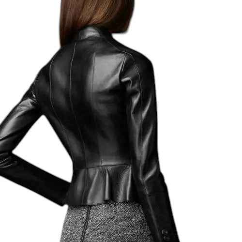Jet Belle – Women’s Peplum Leather Biker Jacket