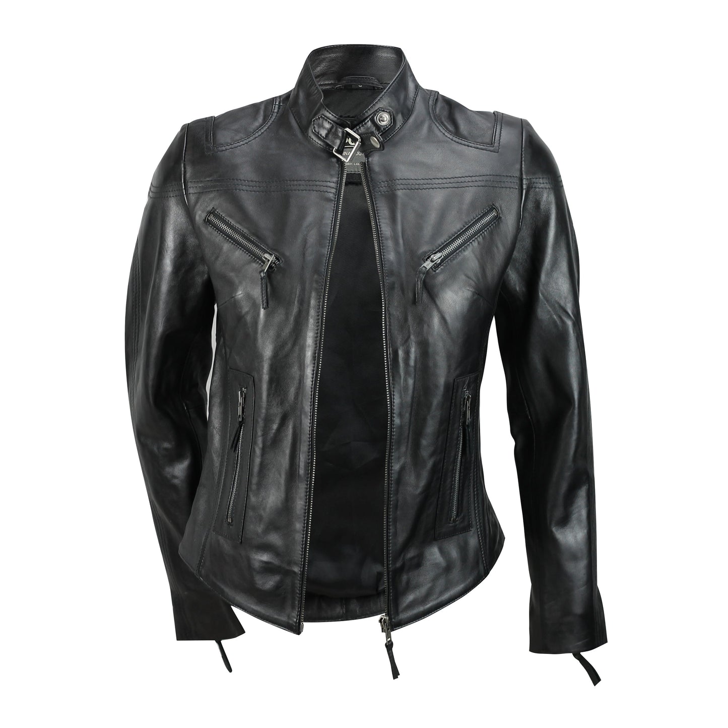 Ladies Women's Genuine Real Leather Vintage Slim Fit Biker Jacket Luxequir Vogue