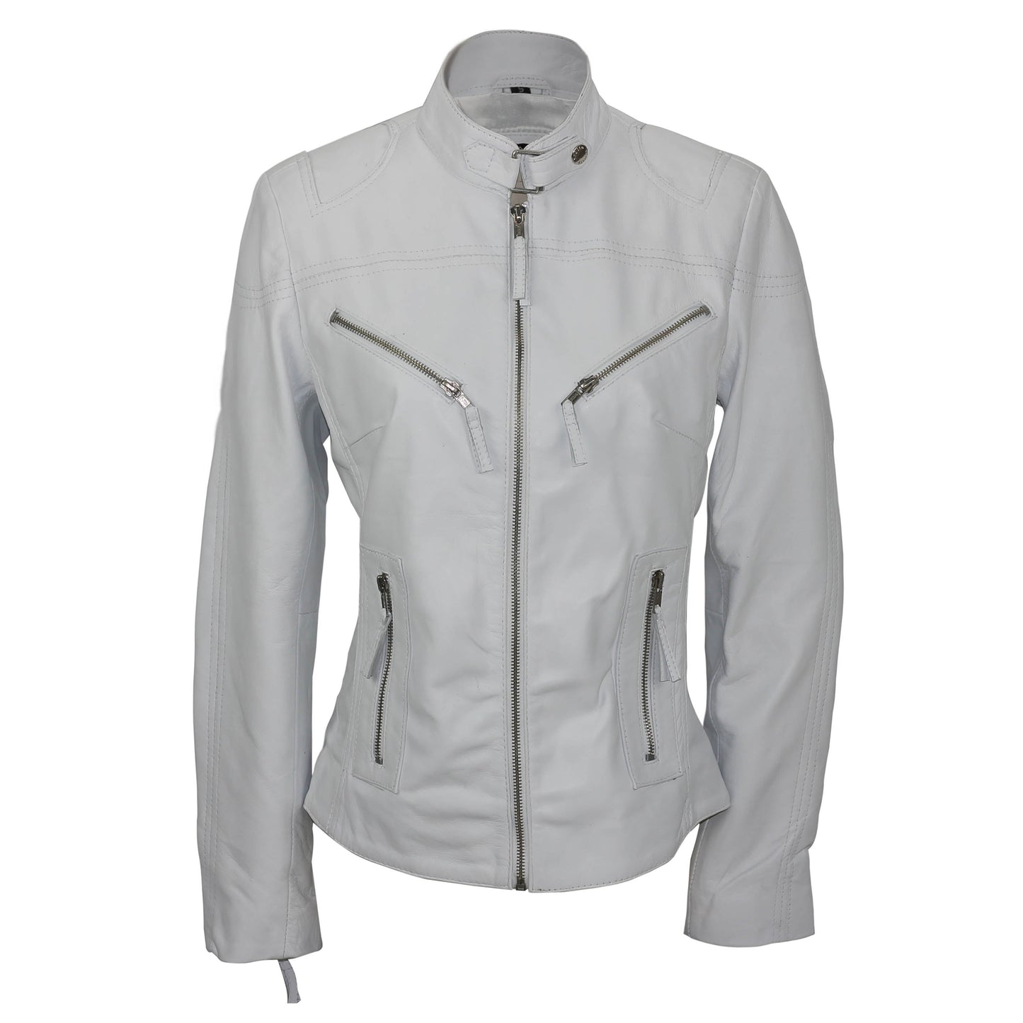 Ladies Women's Genuine Real Leather Vintage Slim Fit Biker Jacket Luxequir Vogue