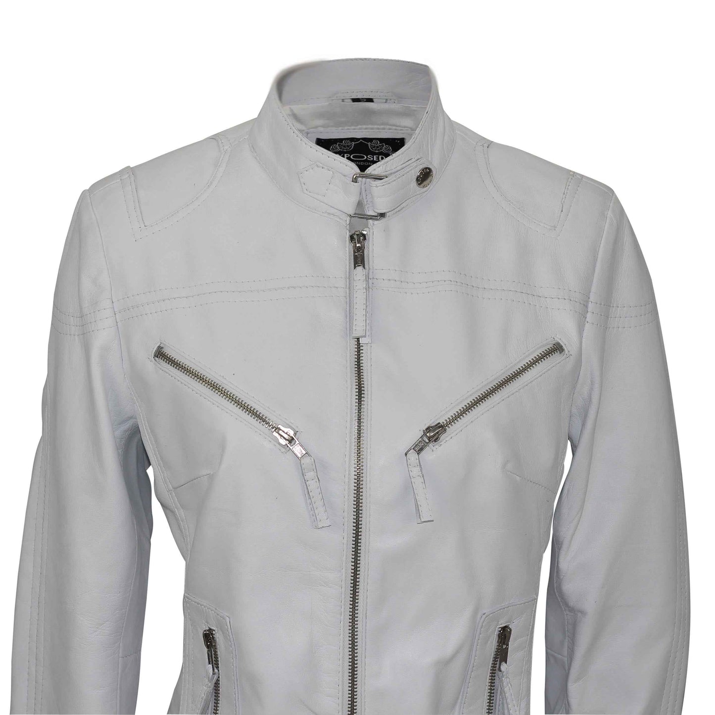 Ladies Women's Genuine Real Leather Vintage Slim Fit Biker Jacket