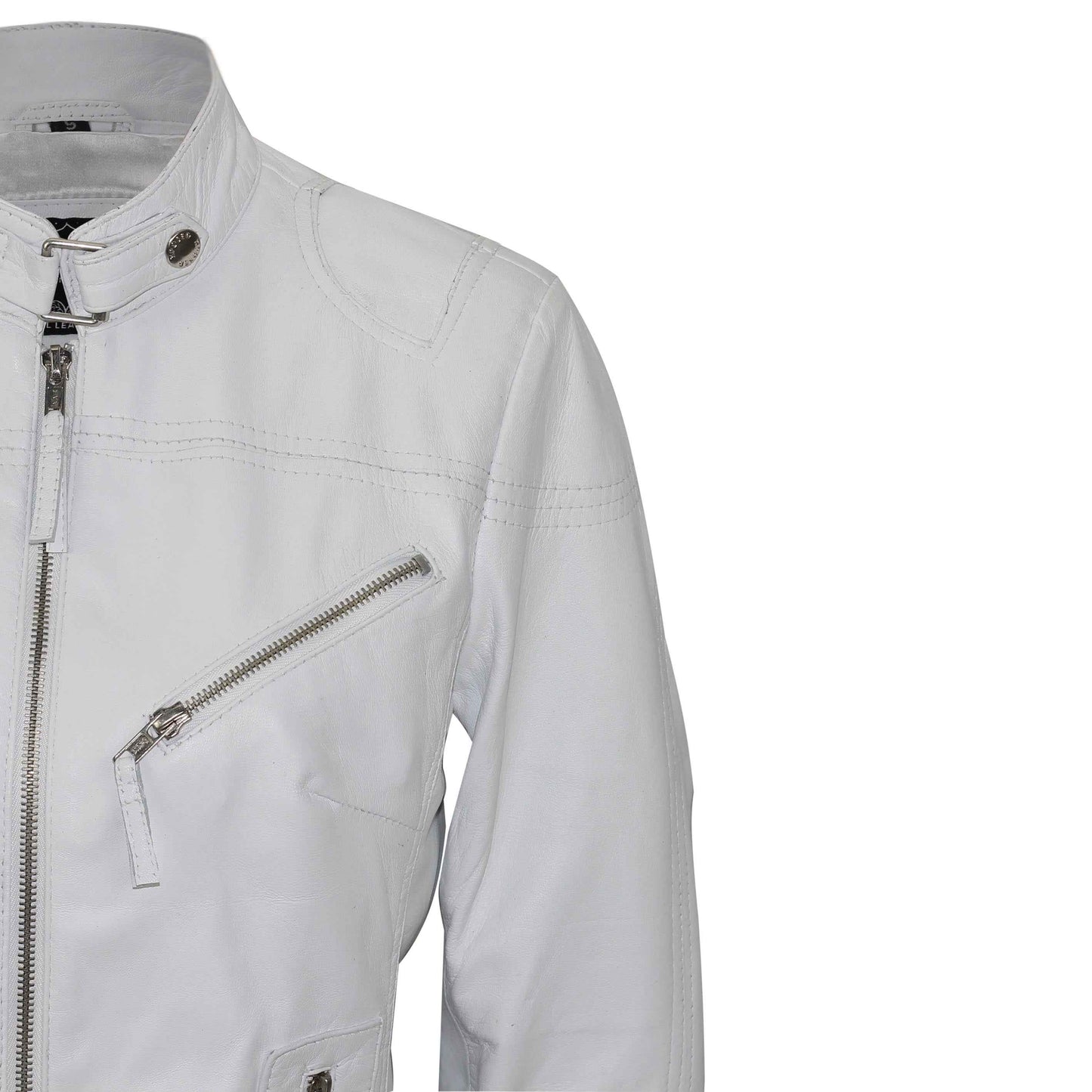 Ladies Women's Genuine Real Leather Vintage Slim Fit Biker Jacket