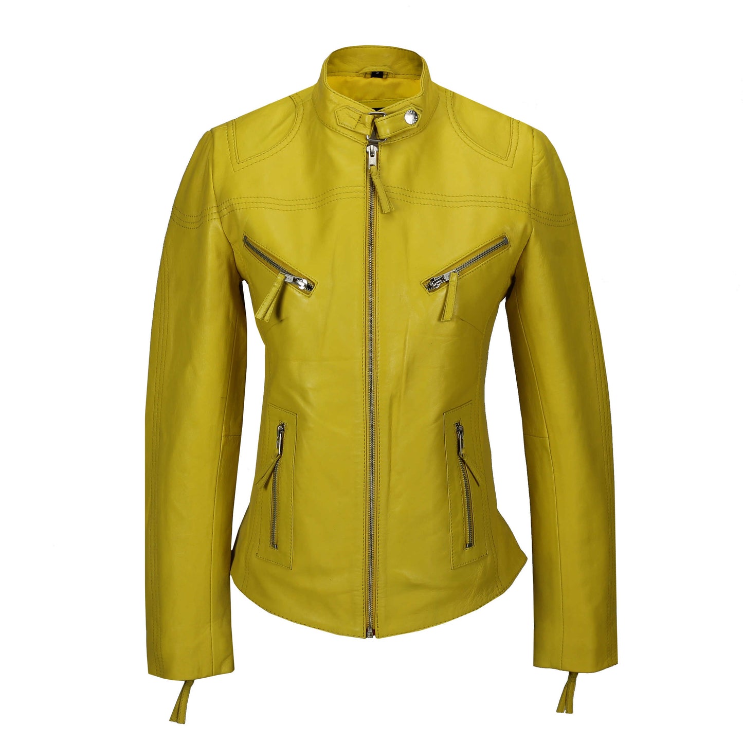 Ladies Women's Genuine Real Leather Vintage Slim Fit Biker Jacket Luxequir Vogue