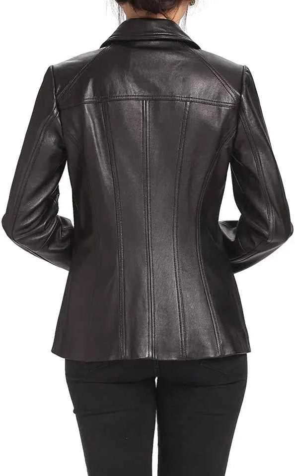 Linea Luxe – Women’s Longline Leather Jacket