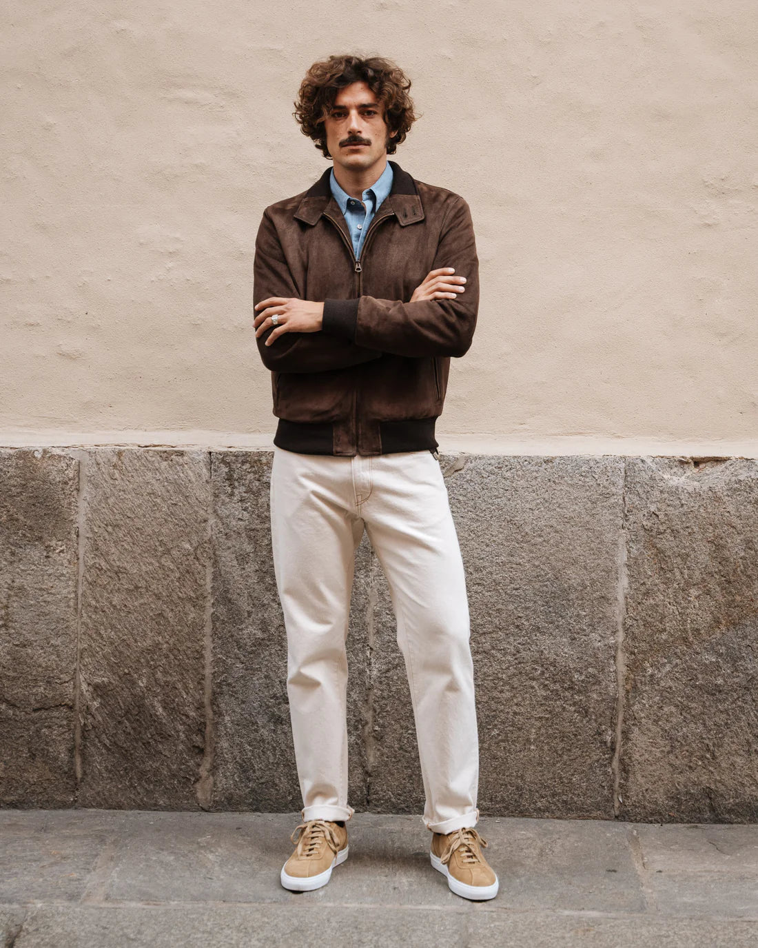 Luxequir “Valente Suede Moto-Bomber” Jacket – Rustic Walnut Brown Luxequir Vogue