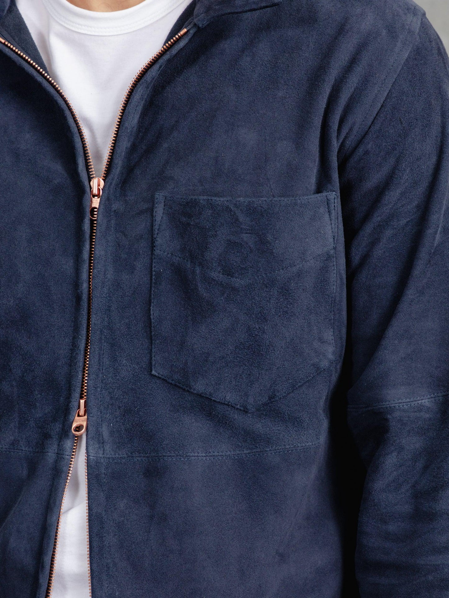 The Suede Panelled Overshirt – Luxequir Collection Navy Luxequir Vogue