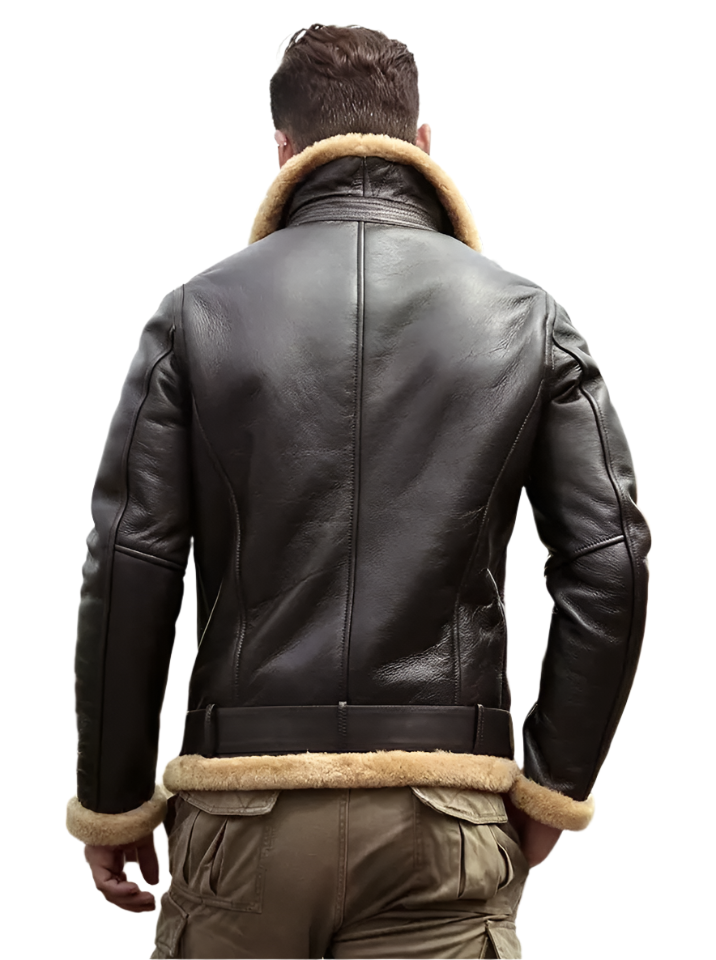 Men’s B3 RAF Bomber Brown Aviator Shearling Real Leather Jacket Luxequir Vogue