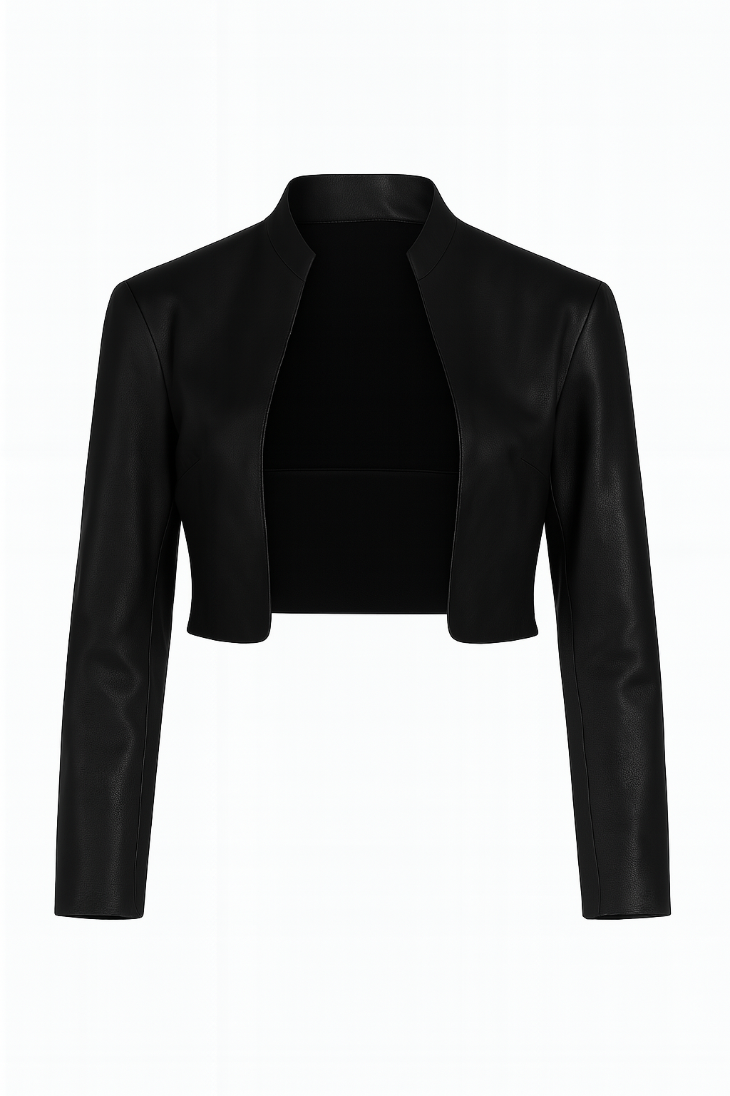 Midnight Shard – Women’s Cropped Leather Shrug Jacket Luxequir Vogue