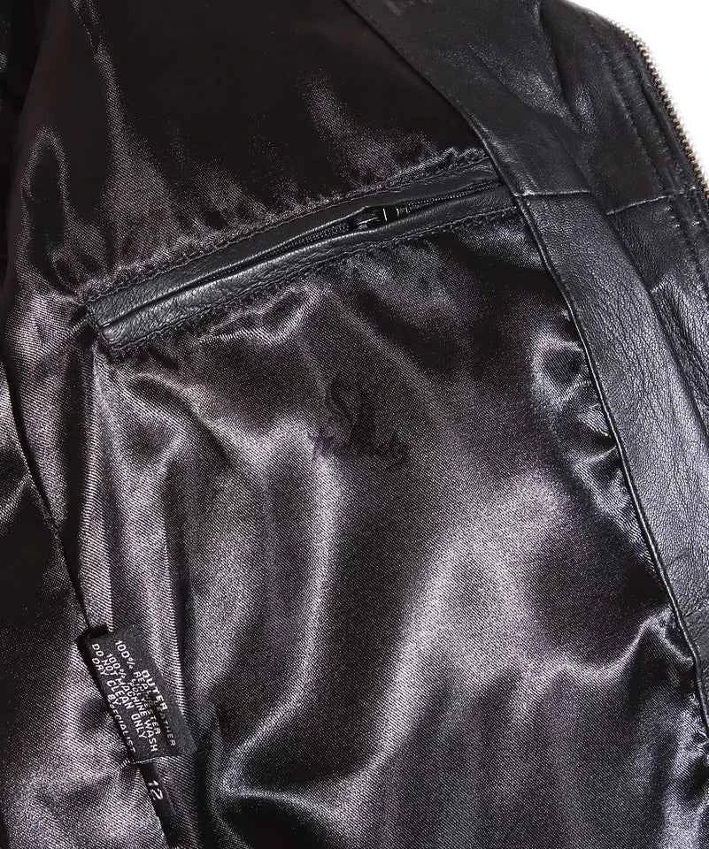 Luxequir-Ladies Leather Jacket Black Classic Fashion Real Leather Jacket