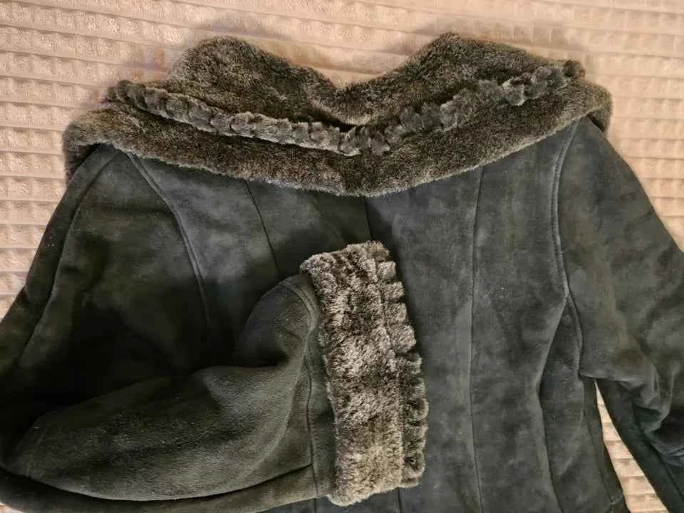 Luxequir-REAL 100% GENUINE SHEEPSKIN Shear ling Leather long Coat