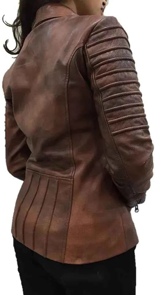 Rust Rebel – Women's Distressed Lambskin Biker Jacket