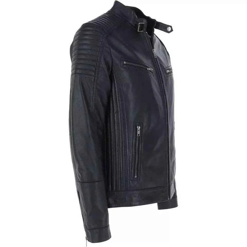 Shadowline – Men’s Quilted Shoulder Biker Leather Jacket