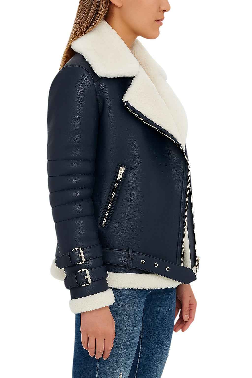 Snowbound Rebel – Women's Black Sheepskin Jacket with White Shearling