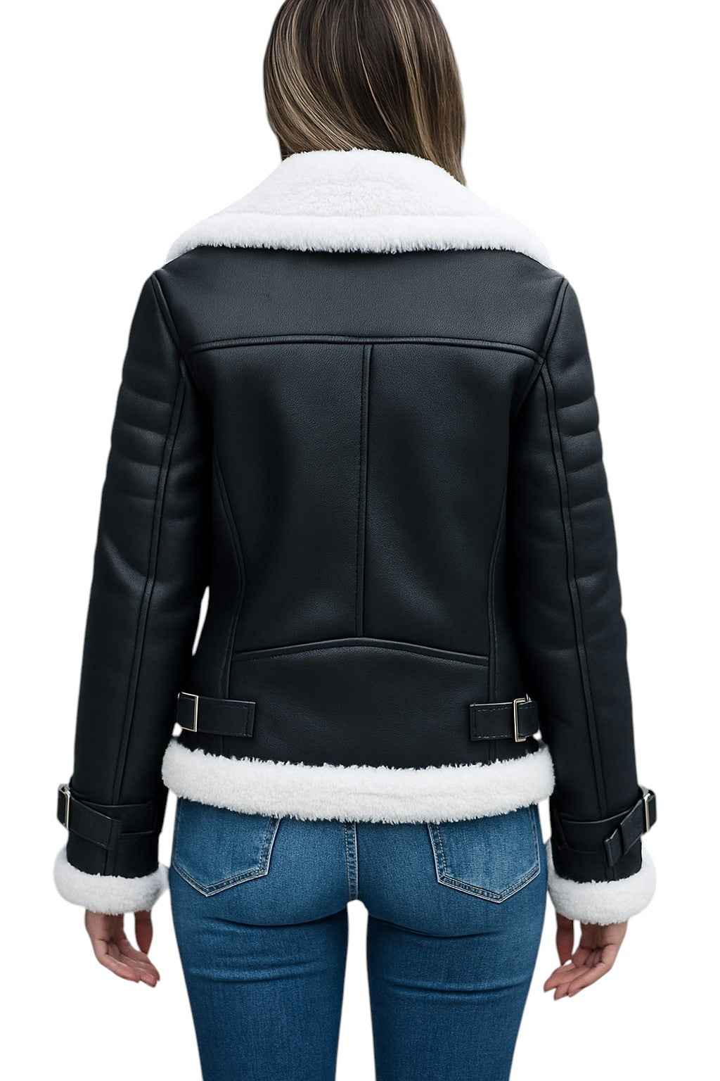 Snowbound Rebel – Women's Black Sheepskin Jacket with White Shearling