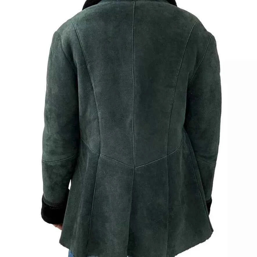 Luxequir-Collection Women's Black Shear ling Leather Winter Jacket