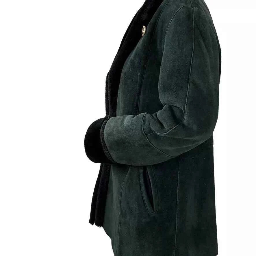 Luxequir-Collection Women's Black Shear ling Leather Winter Jacket