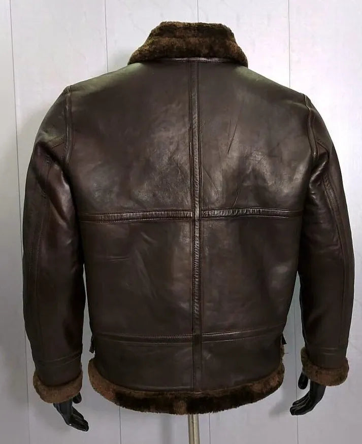 Stormhide Aviator Vintage Brown Shearling Bomber Jacket Luxequir Vogue