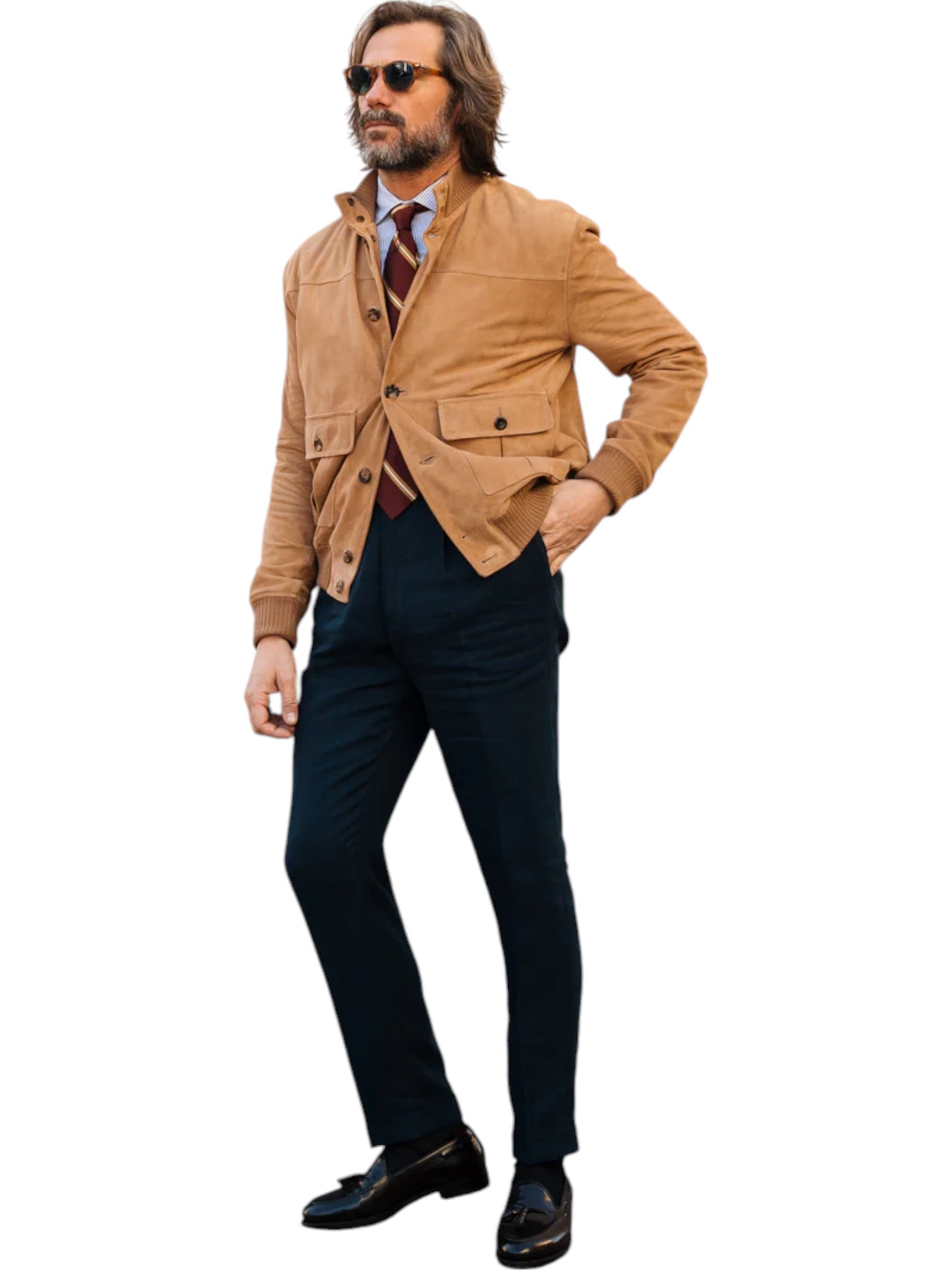 Tuscany Crest – Men’s Caramel Shearling Bomber Jacket Luxequir Vogue