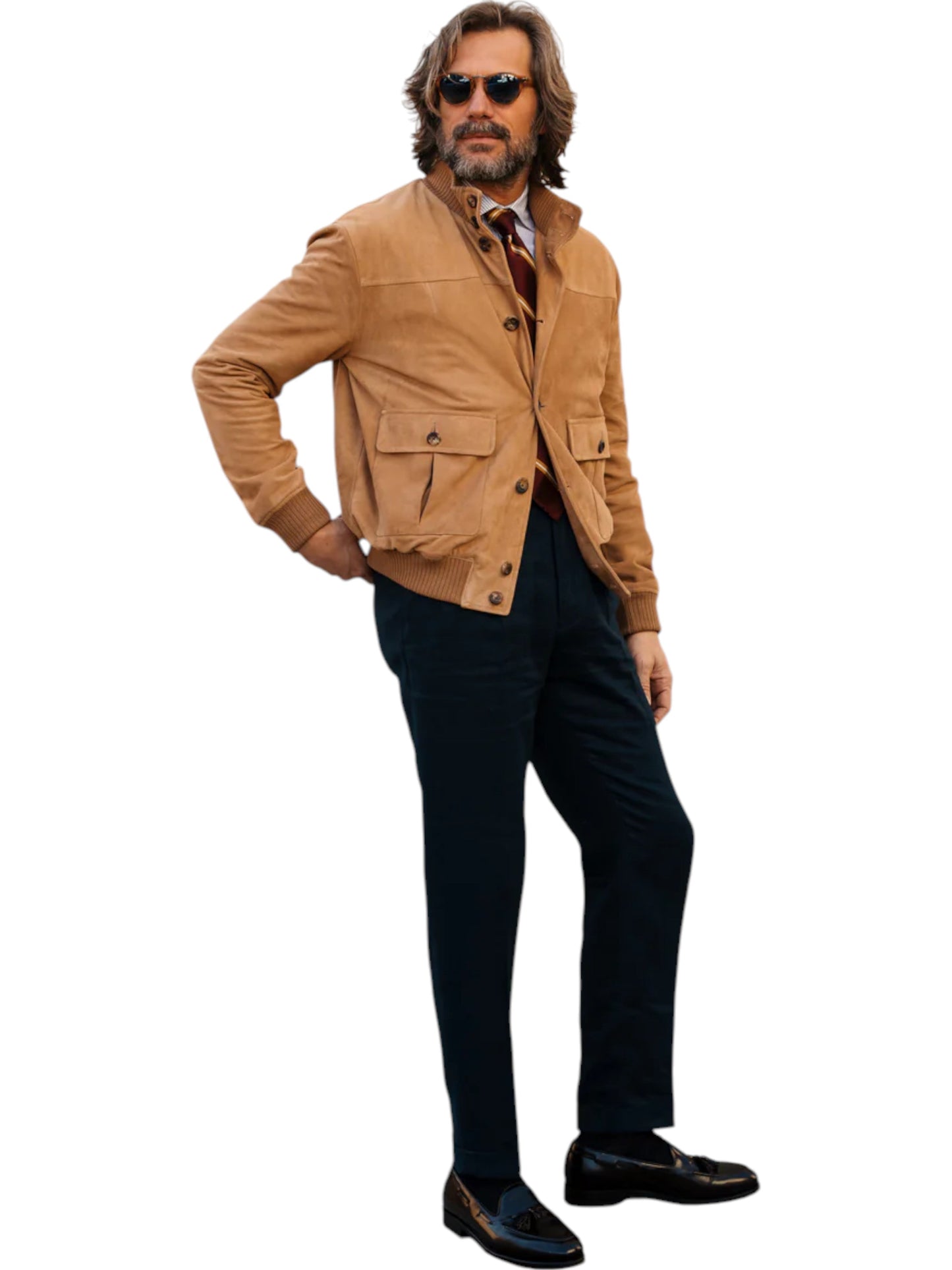 Tuscany Crest – Men’s Caramel Shearling Bomber Jacket Luxequir Vogue