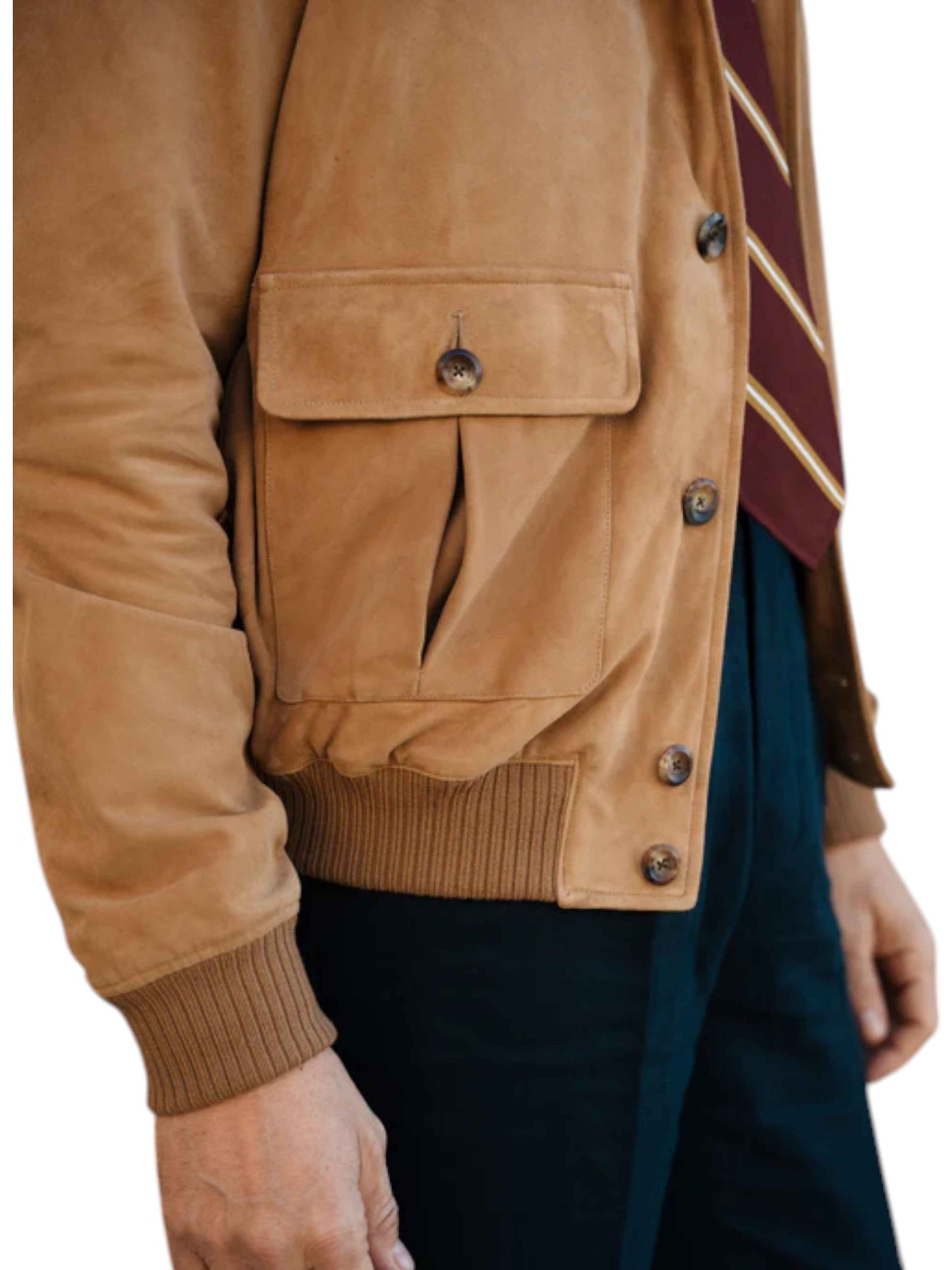 Tuscany Crest – Men’s Caramel Shearling Bomber Jacket