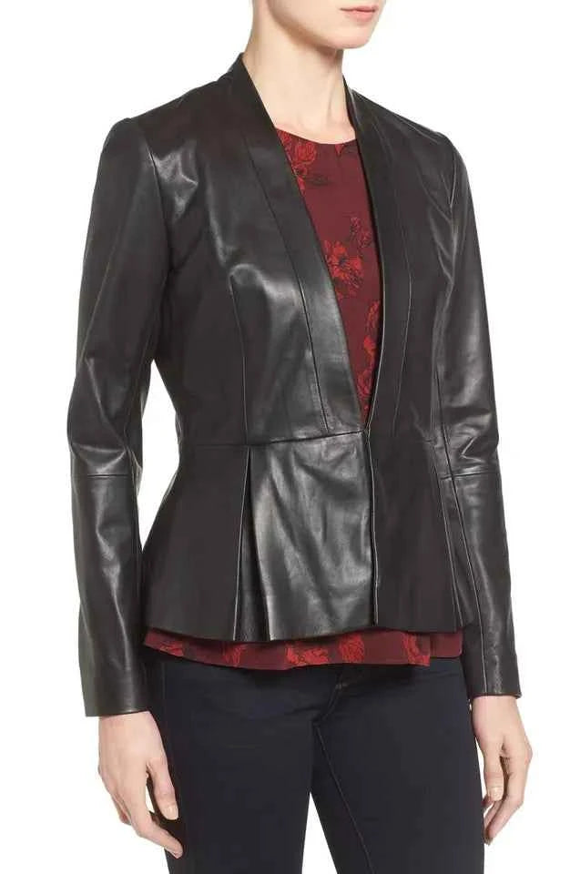 Verona Edge – Women’s Tailored Black Leather Blazer