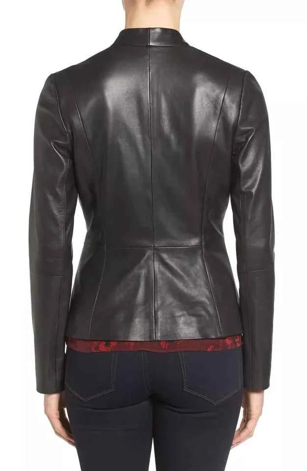 Verona Edge – Women’s Tailored Black Leather Blazer