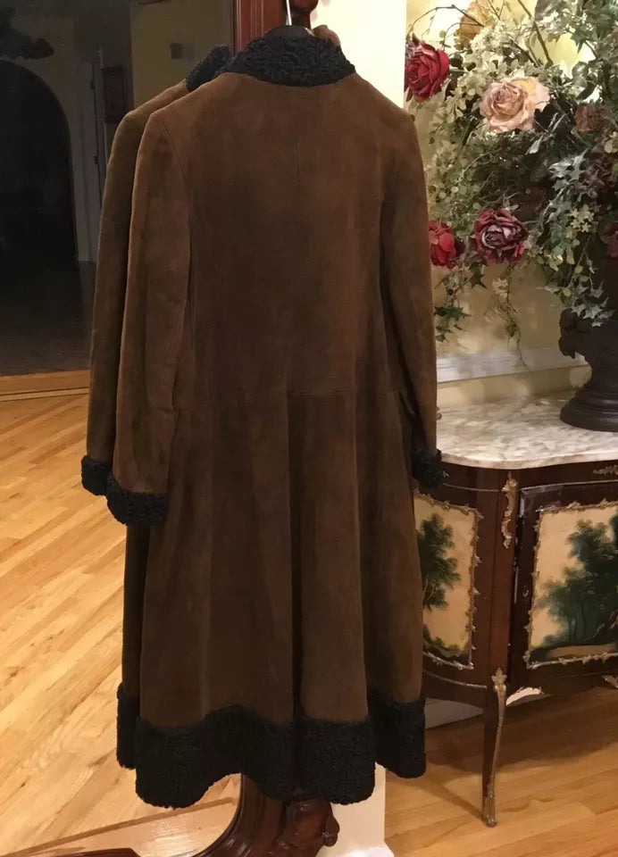 Luxequir-Collection Vintage Women's Brown Genuine Shear ling Suede Jacket Coat Luxequir Vogue