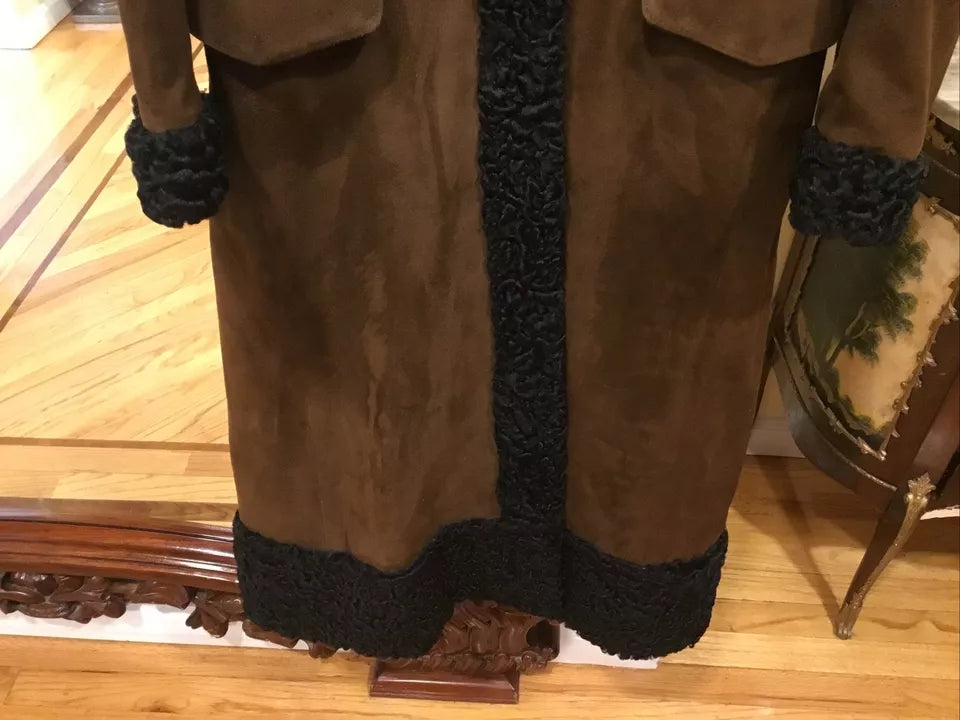 Luxequir-Collection Vintage Women's Brown Genuine Shear ling Suede Jacket Coat Luxequir Vogue