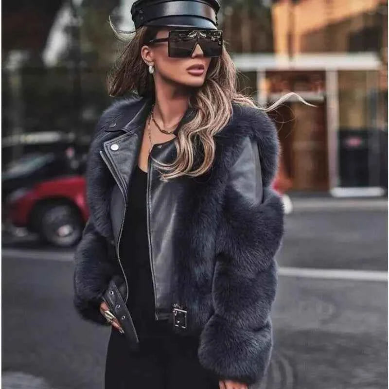 Fiera Shear – Genuine Fox Fur Leather Biker