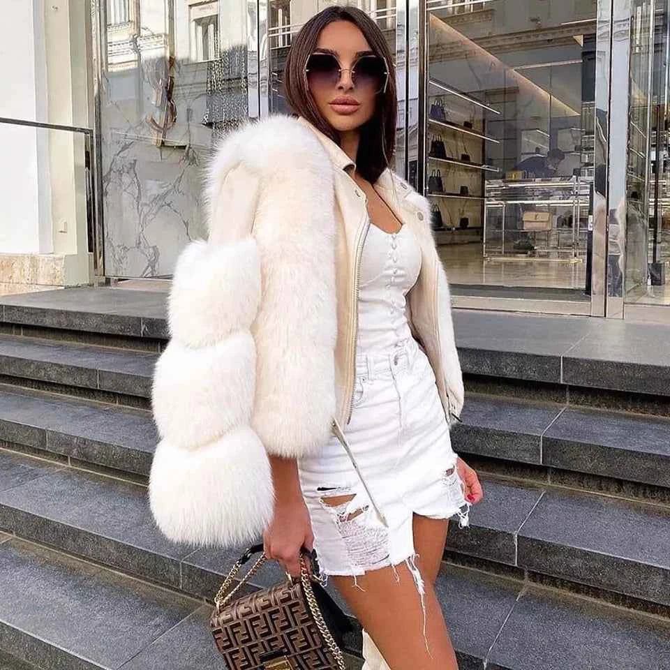 Fiera Shear – Genuine Fox Fur Leather Biker
