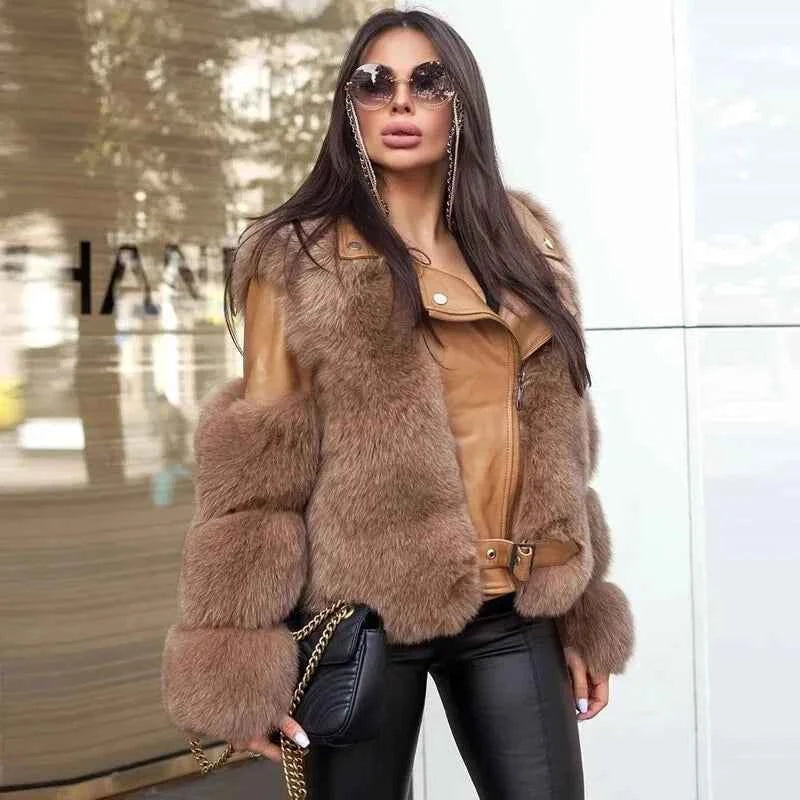 Fiera Shear – Genuine Fox Fur Leather Biker